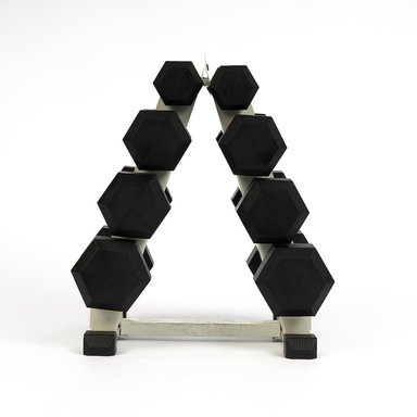 SET DE MANCUERNAS HEXAGONALES DE 65KG + RACK DE ACERO - 2