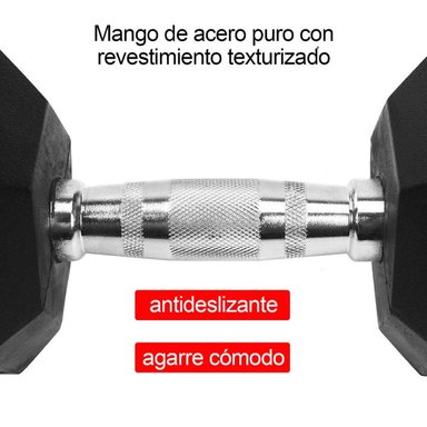 SET DE MANCUERNAS HEXAGONALES DE 65KG + RACK DE ACERO - 5