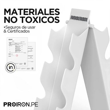 SET DE MANCUERNAS HEXAGONALES DE 65KG + RACK DE ACERO - 6