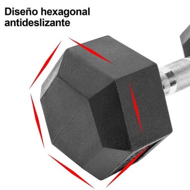 SET DE MANCUERNAS HEXAGONALES DE 185KG + RACK DE ACERO - 2