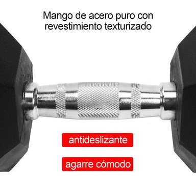 SET DE MANCUERNAS HEXAGONALES DE 185KG + RACK DE ACERO - 4