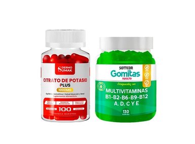 CITRATO DE POTASIO 1000MG -100 CAP - DERMO SUMAK |GOMITAS MULTIVITAMINAS ADULTO