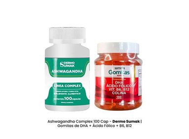 ASHWAGANDHA COMPLEX 100 CAP - DERMO SUMAK|GOMITAS DE DHA + ÁCIDO FÓLICO + B6, B12 - 2