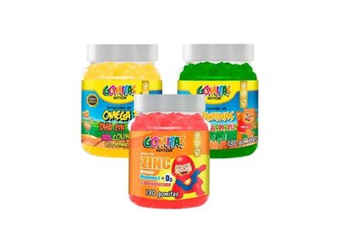 COMBO GOMITAS ZINC OROTATO + OMEGA + MULTIVITAMINAS SOTTCOR NIÑOS