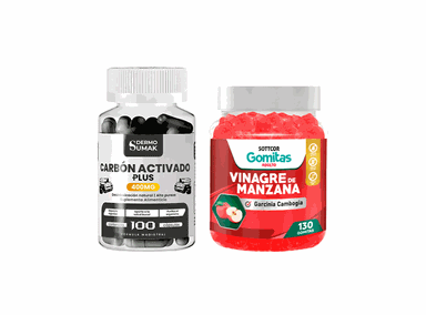 CARBON ACTIVADO PLUS 400MG 100 CAP DERMO SUMAK + GOMITAS DE MANZANA