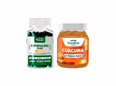 ESPIRULINA PLUS 500MG 100 CAP DERMO SUMAK + GOMITAS CÚRCUMA