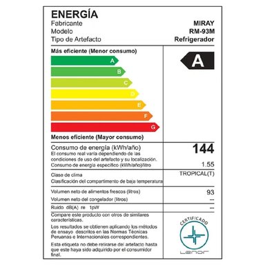 FRIGOBAR-REFRIGERADORA MIRAY RM-93M 93 L - 2