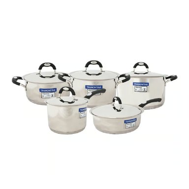 JUEGO DE OLLAS 10 PIEZAS ACERO INOXIDABLE DUO SILICONE : 65480/036