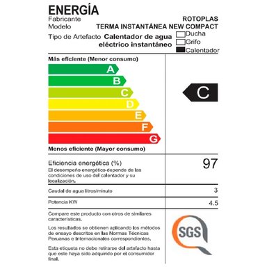 RAPIDUCHA ELÉCTRICA ROTOPLAS NEW COMPACT 4500W COLOR NEGRO - 2