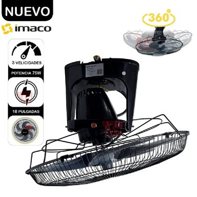 VENTILADOR DE TECHO ORBITAL 360° OCF7919 NEGRO