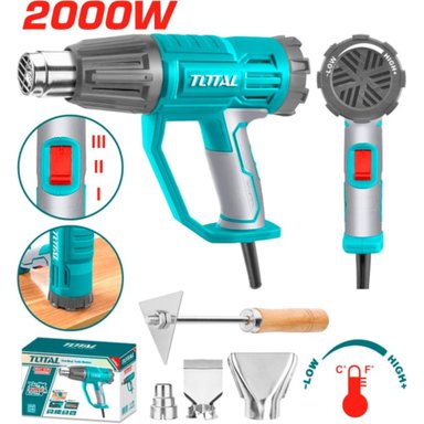 PISTOLA DE CALOR 2000W 450L/MIN 50-550C RANGO AJUSTABLE - TB20045
