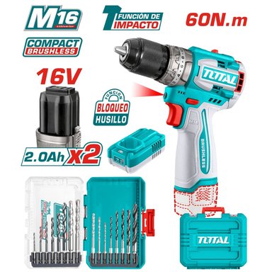 COMBO TALADRO COMPACTO 2X2.0AH + SET BROCAS - TOSLI241199