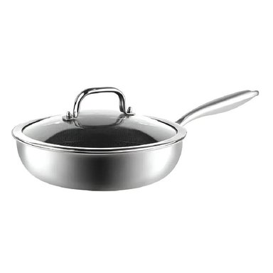 SARTÉN DE ACERO INOXIDABLE TRICAPA CON TAPA DE CRISTAL 24 CM - 10145013