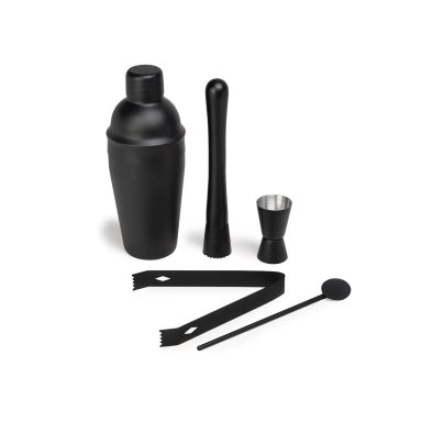 SET DE BAR NEGRO DE ACERO INOXIDABLE, 5 PIEZAS, KIT DE ACCESORIOS PROFESIONALES EN CAJA