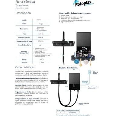 TERMA ELECTRICA INSTANTANEA ROTOPLAS ICONIC - 6