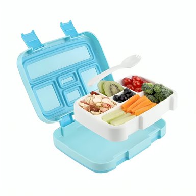 TÁPER TIPO BENTGO BOX HERMÉTICO PARA NIÑA DE 5 DIVISIONES CON CUBIERTO