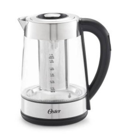 HERVIDOR OSTER® ELÉCTRICO DE VIDRIO BVSTKT8990 ACERO/NEGRO