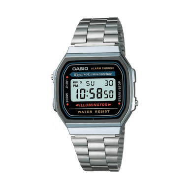 RELOJ PULSERA DIGITAL CASIO A-168 CON CORREA DE ACERO INOXIDABLE