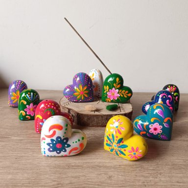 ARTESANÍA ARCILLA CORAZÓN DE PUCARÁ PORTA INCIENSO 7 X 7