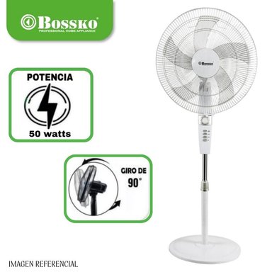 VENTILADOR PEDESTAL BOSKO BK-8457VB 50 WATTS 18' BOSSKO BK 8457VB CON TEMPORIZADOR BLANCO