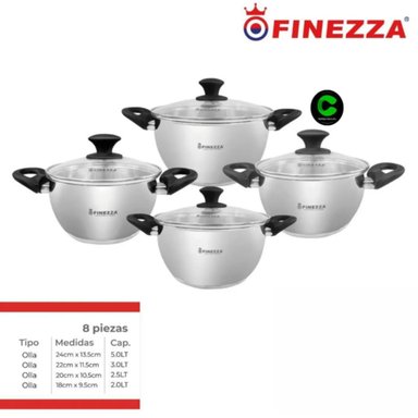 JUEGO DE OLLAS DE ACERO DE 8 PZS. (FZ-1060X-IN)