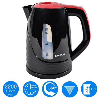 HERVIDOR DAEWOO 1.7L DEK-1308 INALÁMBRICO INOXIDABLE NEGRO