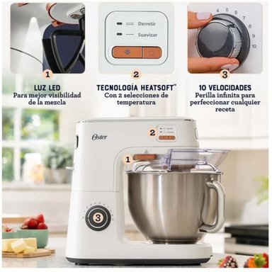 BATIDORA PEDESTAL OSTER FPSTSMPL4W PLANETARIA 5.2L HEATSOFT BLANCO - 3