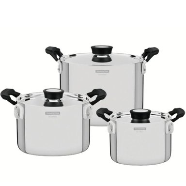 JGO BATERIA DE COCINA GRANO COMPACT 6 PZAS T/AC. MANGO BAK