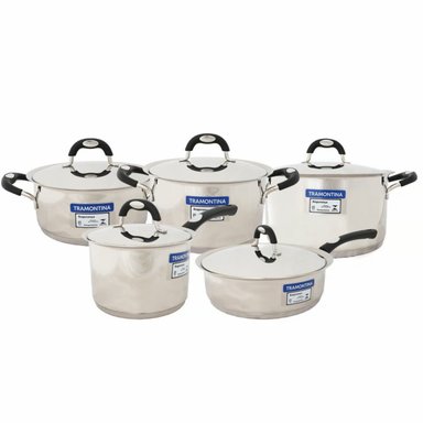 JUEGO DE OLLAS 10 PIEZAS ACERO INOXIDABLE DUO SILICONE