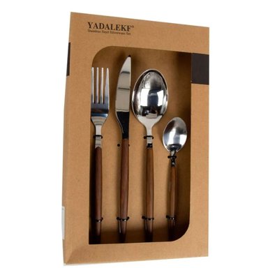 SET CUBIERTOS X16 PZAS M/MADERA CUTLERY