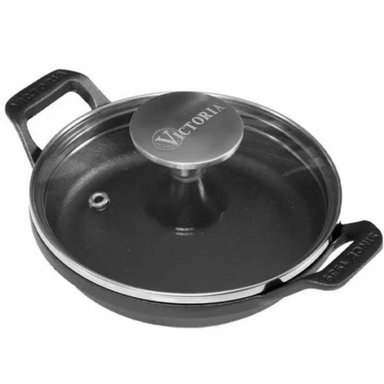 MINI CAZUELA H.FUNDIDO 14 CM ESMALTADA C/TAPA VIDRIO