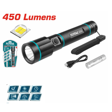 LINTERNA DE MANO DE ALUMINIO 450 LM TOTAL