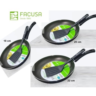 SET DE SARTENES FACUSA 22CM ,20 CM Y 18 CM C/ ESPATULAS