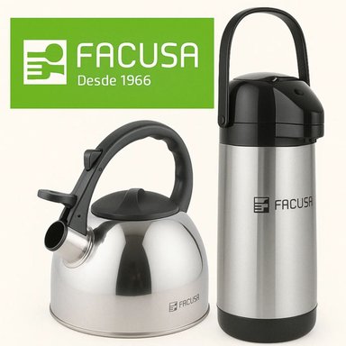 COMBO TETERA ACERO INOX 3LITROS Y TERMO SIFÓN 1.9 LTS. FACUSA