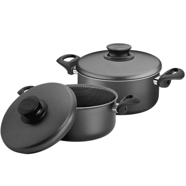 JUEGO DE OLLAS DE ALUMINIO PARÍS NEGRO X 2 PIEZAS (24 CM|26 CM)