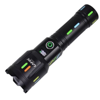 LINTERNA DE LARGO ALCANCE CON CINTAS REFLECTIVAS Y ZOOM LUZ BLANCO LED CAFINI CN-L377A