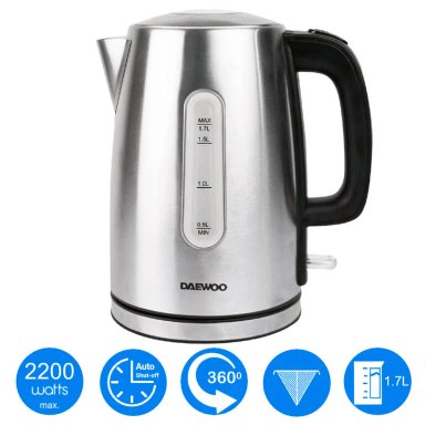 HERVIDOR DE AGUA DAEWOO 1.7 LITROS INOXIDABLE MODELO DEK-1349