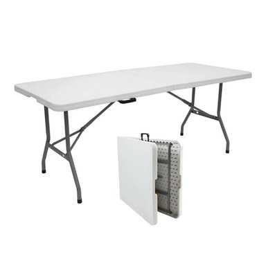 MESA PLEGABLE RECTANGULAR CONFORT JM-Z180-1 180×74×74CM – IDEAL PARA EVENTOS Y HOGAR