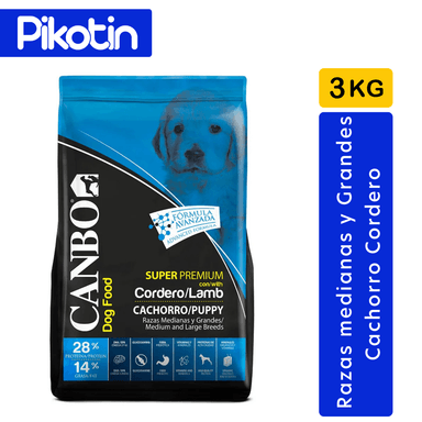 COMIDA SECA PERROS CANBO CACHORRO SUPER PREMIUN CORDERO RAZAS MEDIANO / GRANDE 3KG