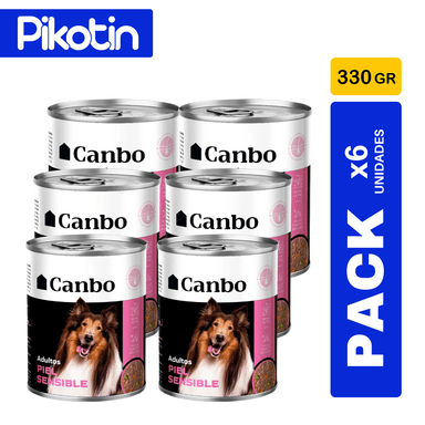 COMIDA HÚMEDA PERRO CANBO ADULTO PIEL SENSIBLE LATA 330 GR X 6 UND