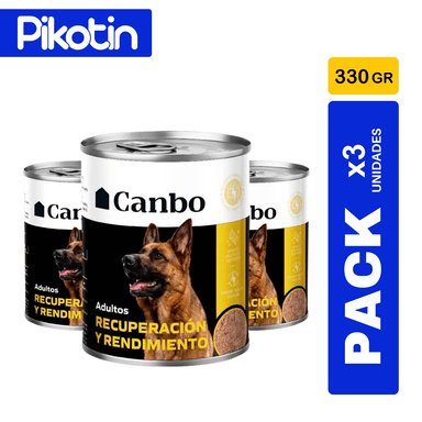 COMIDA HÚMEDA PERRO CANBO ADULTO RECUPERACIÓN Y RENDIMIENTO LATA 330 GR X 3 UND