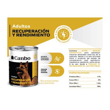 COMIDA HÚMEDA PERRO CANBO ADULTO RECUPERACIÓN Y RENDIMIENTO LATA 330 GR X 3 UND - 2