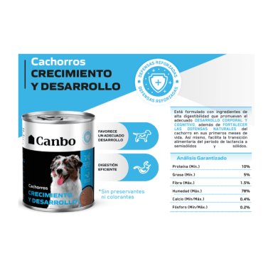 COMIDA HÚMEDA PERRO CANBO CACHORRO CRECIMIENTO Y DESARROLLO LATA 330 GR X 6 UND - 2