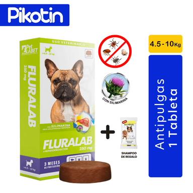 ANTIPULGAS PERRO FLURALAB TABLETA 4.5KG A 10KG CON HEPATOPROTECTOR