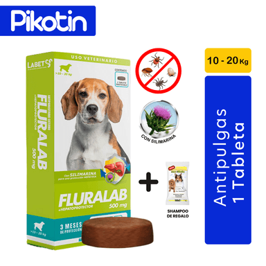 ANTIPULGAS PERRO FLURALAB TABLETA 10KG A 20KG CON HEPATOPROTECTOR
