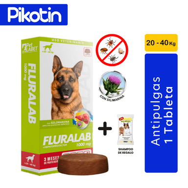 ANTIPULGAS PERRO FLURALAB TABLETA 20KG A 40KG CON HEPATOPROTECTOR