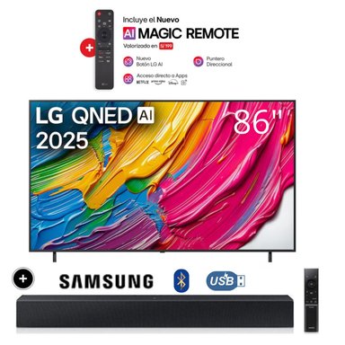 TELEVISOR LG 86' QNED SMART TV 4K THINQ AI 86QNED80ASA + SOUNDBAR HW-B400F - 1
