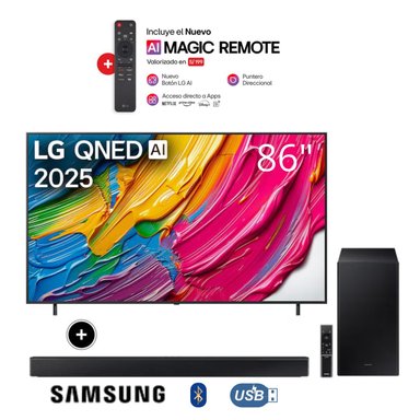 TELEVISOR LG 86 QNED SMART TV 4K THINQ AI 86QNED80ASA + SOUNDBAR HW-B450F - 1