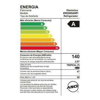 FRIGOBAR ELECTROLUX 47L ERD50G2HPI COMPACTO EFICIENTE Y ELEGANTE - 4