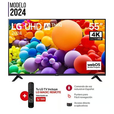TELEVISOR LG 55 PULG. LED SMART TV 4K UHD THINQ AI 55UT7300 + CONTROL MAGIC 2024 - 1